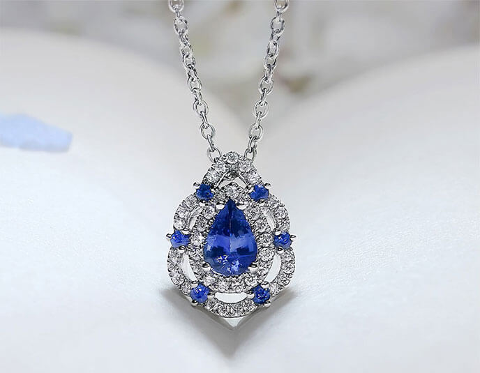 Platinum, Diamond and Pear-Shaped Sapphire Le Vian Necklace